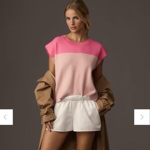 Maeve by Anthropologie Noah Pink and White Colorblock Top XL